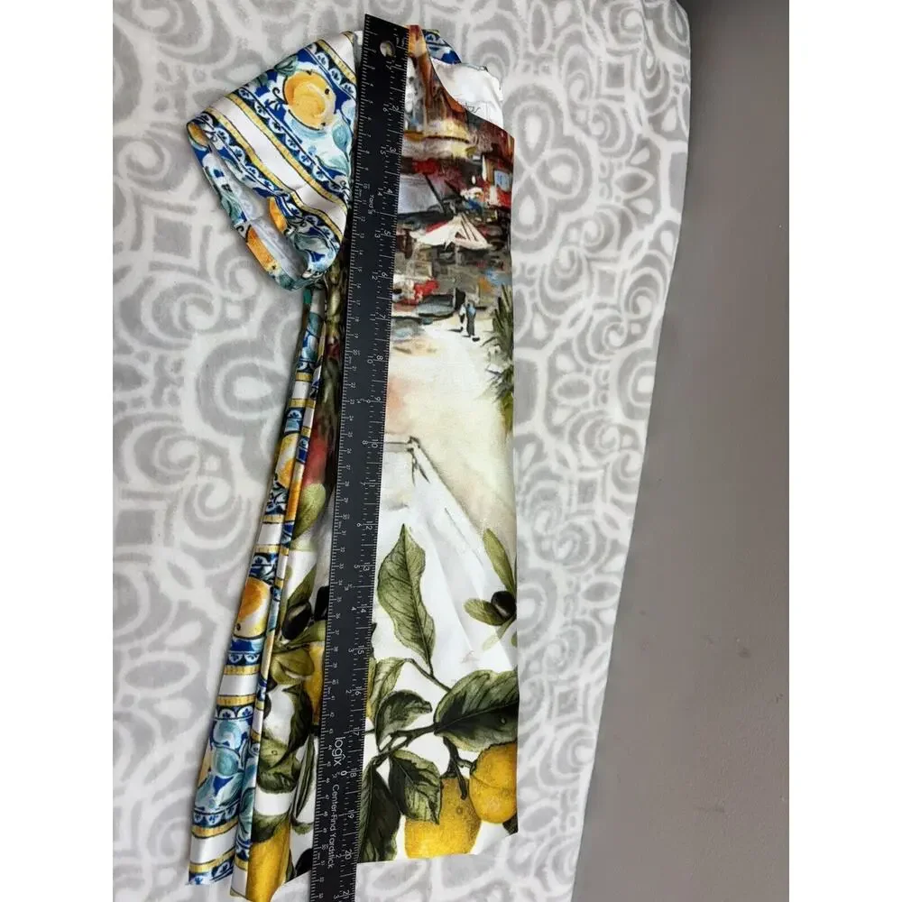 BYBLOS Baby Size 3 months Lemon Tropics Print Floral Designer Baby Dress Lined